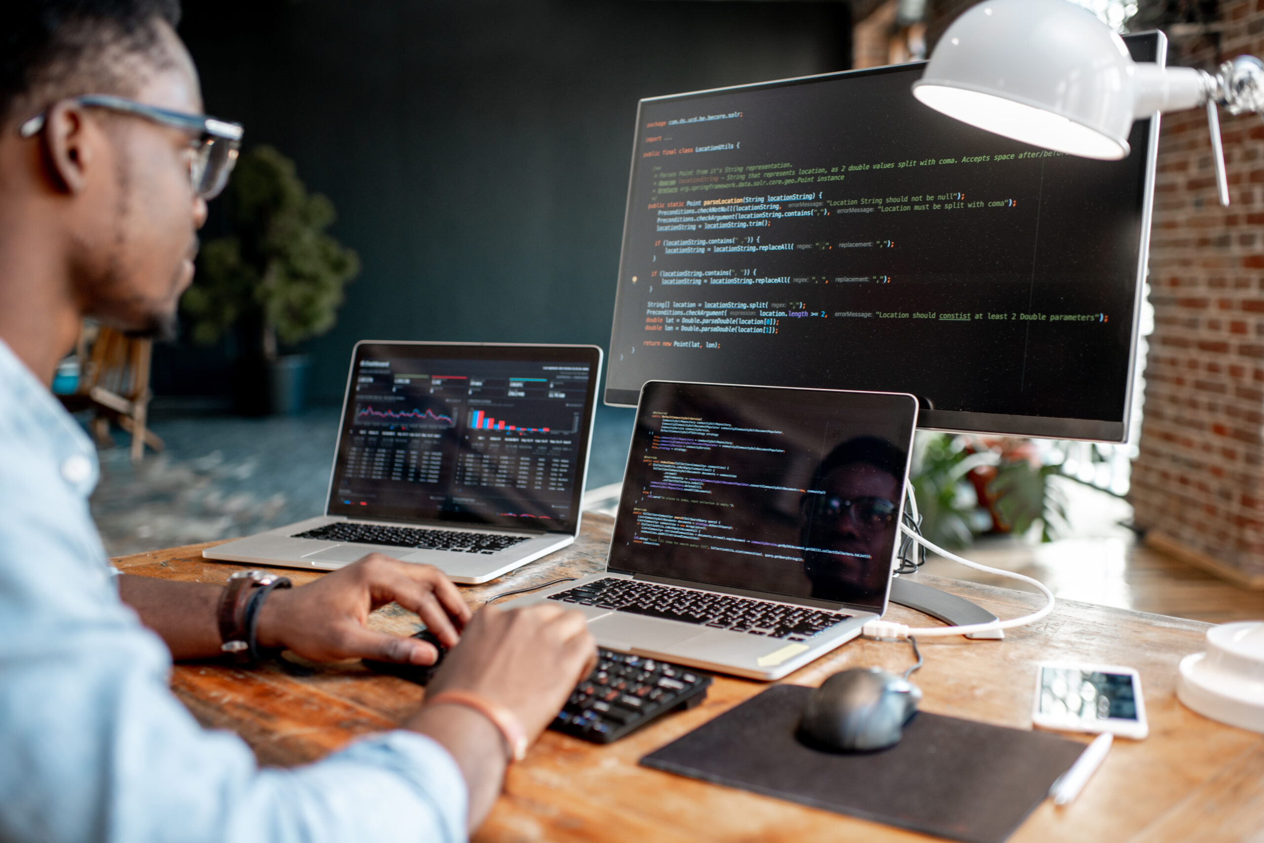 Web developer working on a professional website