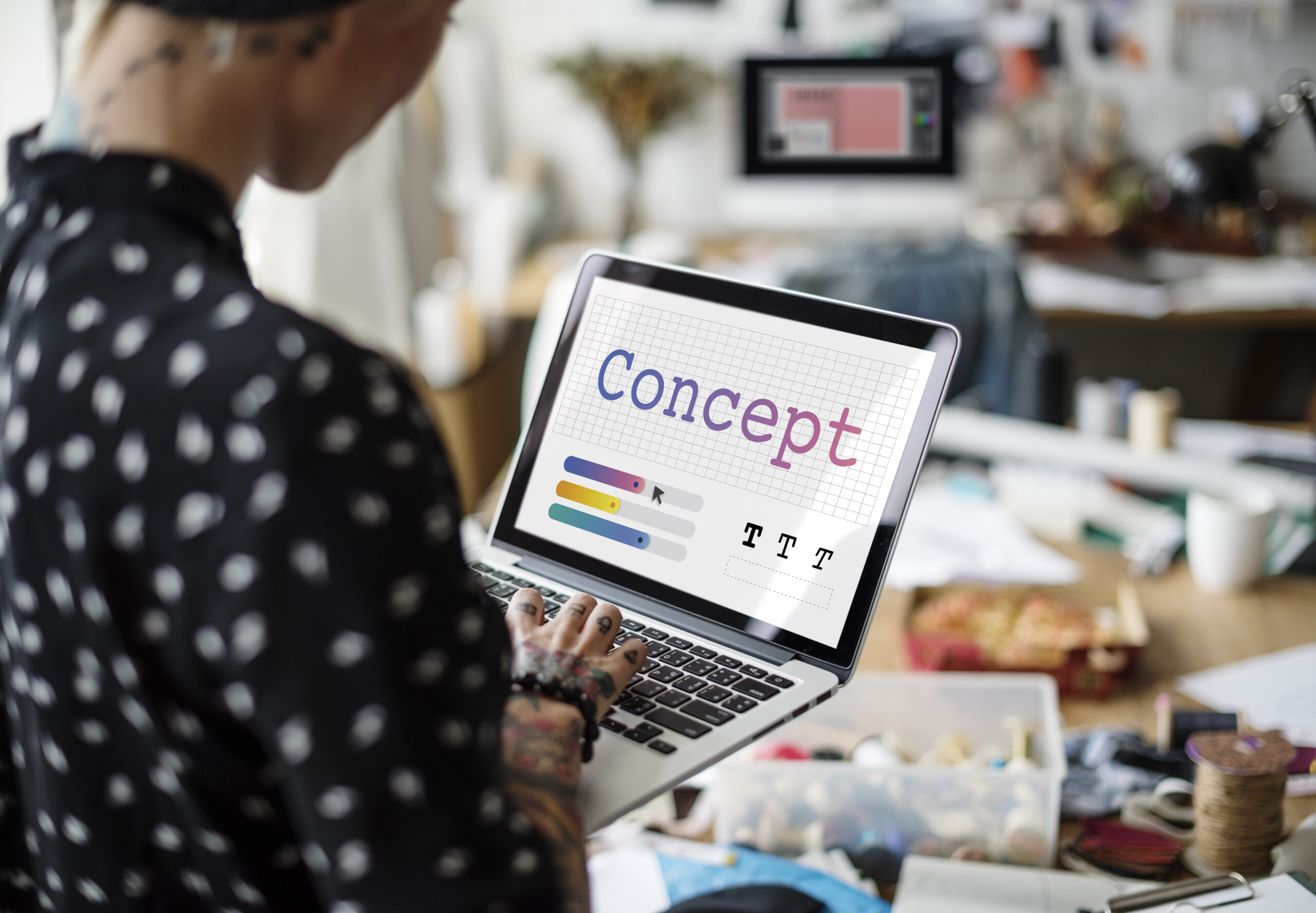 Creative branding and visual identity design workspace
